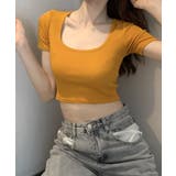UネックカラーTシャツ ショート丈 クロップド丈 | Riff | 詳細画像23
