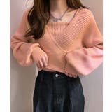 ピンク | デコルテ見せリブニット セーター トップス | Riff