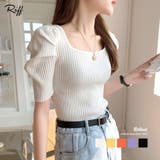 パワーショルダーリブトップス Tシャツ カットソー | Riff | 詳細画像1 