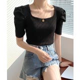 パワーショルダーリブトップス Tシャツ カットソー | Riff | 詳細画像10 