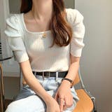 ホワイト | パワーショルダーリブトップス Tシャツ カットソー | Riff