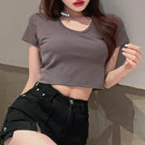 チャコール | ショート丈カラーTシャツ カットソー インナー | Riff