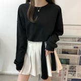 ブラック | バックリボンショート丈トップス カットソー プルオーバー | Riff