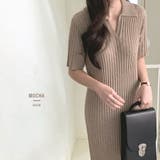 ポロシャツ風が新鮮 襟付きリブワンピース リブ編み | Riff | 詳細画像6