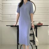 ダスティブルー | ポロシャツ風が新鮮 襟付きリブワンピース リブ編み | Riff