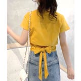 イエロー | バックシャンで旬な装い ウエスト見せバックリボンTシャツ ショート丈 | Riff