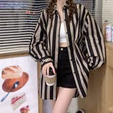 着映えする太ストライプがアクセントに ストライプシャツ ゆるシャツ | Riff | 詳細画像14 