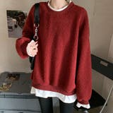 ボルドー | 重ね着風ニット ドッキング フェイクレイヤード | Riff