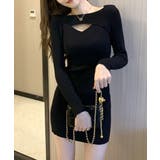 胸元のカッティングデザインがポイント ニットワンピース リブニット | Riff | 詳細画像14 