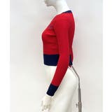 ビタミンカラーの配色が可愛い バイカラーVネックリブニット ショート丈 | Riff | 詳細画像17