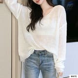 Vネックニット シアー ルーズニット | Riff | 詳細画像4 