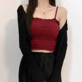 ワイン | パッド付きキャミソール ベアトップ シャーリング | Riff