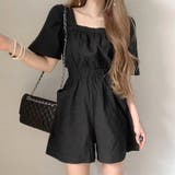 ブラック | カジュアルすぎない大人のオールインワン ロンパース オールインワン | Riff