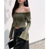 オフショルダー前ZIPトップス ニット オフショル | Riff | 詳細画像18 