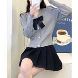 リボン付きVネックカーディガン ニットカーディガン パフスリーブ | Riff | 詳細画像18 