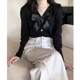 リボン付きVネックカーディガン ニットカーディガン パフスリーブ | Riff | 詳細画像5 