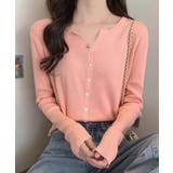 ピンク | ラウンドネックリブカーディガン リブ編み ショート丈 | Riff