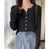 ラウンドネックリブカーディガン リブ編み ショート丈 | Riff | 詳細画像8 