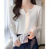 ホワイト | ラウンドネックリブカーディガン リブ編み ショート丈 | Riff