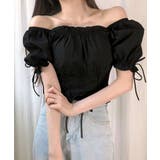 袖リボンスクエアネックトップス レースアップ パフスリーブ | Riff | 詳細画像14 