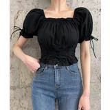 袖リボンスクエアネックトップス レースアップ パフスリーブ | Riff | 詳細画像21 