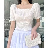 袖リボンスクエアネックトップス レースアップ パフスリーブ | Riff | 詳細画像11 