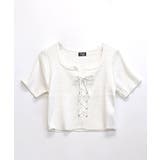 レースアップ半袖リブニット クロップド丈 リブ編み | Riff | 詳細画像26