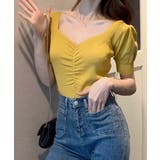 シャーリング半袖サマーニット ハートネック パフスリーブ | Riff | 詳細画像24