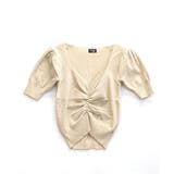 シャーリング半袖サマーニット ハートネック パフスリーブ | Riff | 詳細画像32