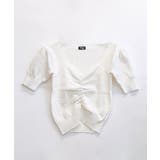 シャーリング半袖サマーニット ハートネック パフスリーブ | Riff | 詳細画像33