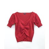 シャーリング半袖サマーニット ハートネック パフスリーブ | Riff | 詳細画像35