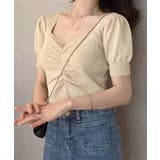 シャーリング半袖サマーニット ハートネック パフスリーブ | Riff | 詳細画像6