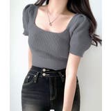 後ろリボントップス スクエアネック半袖ニット サマーニット | Riff | 詳細画像14 