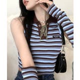 アームウォーマー付き トップス ボーダー | Riff | 詳細画像11 