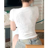 ホワイト | ロゴラインストーン Tシャツ ロゴプリント | Riff