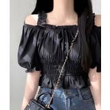 オフショルダーシャーリングトップス フリル パフスリーブ | Riff | 詳細画像10