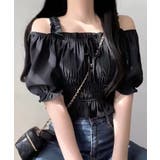 オフショルダーシャーリングトップス フリル パフスリーブ | Riff | 詳細画像11