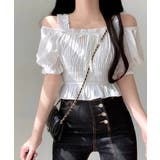 オフショルダーシャーリングトップス フリル パフスリーブ | Riff | 詳細画像19