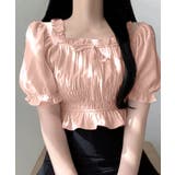 ピンク | オフショルダーシャーリングトップス フリル パフスリーブ | Riff