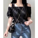 オフショルダーシャーリングトップス フリル パフスリーブ | Riff | 詳細画像9