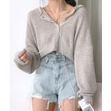 シアーニットカーディガン ボタンフード ショート丈 | Riff | 詳細画像10 