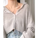 シアーニットカーディガン ボタンフード ショート丈 | Riff | 詳細画像11 