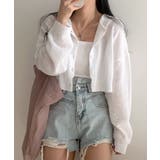 ホワイト | シアーニットカーディガン ボタンフード ショート丈 | Riff