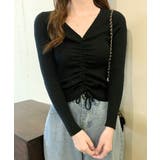 Vネックシャーリングニット 長袖 リブ編み | Riff | 詳細画像6 