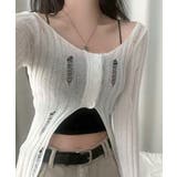 前ボタンダメージニット カーディガン ニットカーデ | Riff | 詳細画像14 