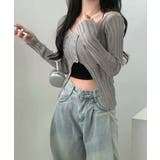 前ボタンダメージニット カーディガン ニットカーデ | Riff | 詳細画像4 