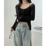 前ボタンダメージニット カーディガン ニットカーデ | Riff | 詳細画像9 