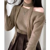 モカ | マフラー付きニット セーター ワンショルダー | Riff