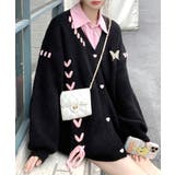 ブラック | レースアップリボンカーディガン ニット セーター | Riff