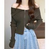 オフショルダブルジップリブニット リブ編み セーター | Riff | 詳細画像11 